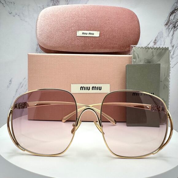 New MIU MIU Sunglasses MU A57S 5AK40S Gold Metal Square Oversized Gradient Lens main image 12